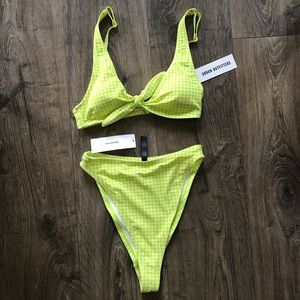 UO Neon Gingham Bikini Set